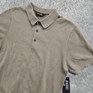 Rhone Resolve Pique Sweater Polo Mens Medium Foggy Taupe Performance Knit New